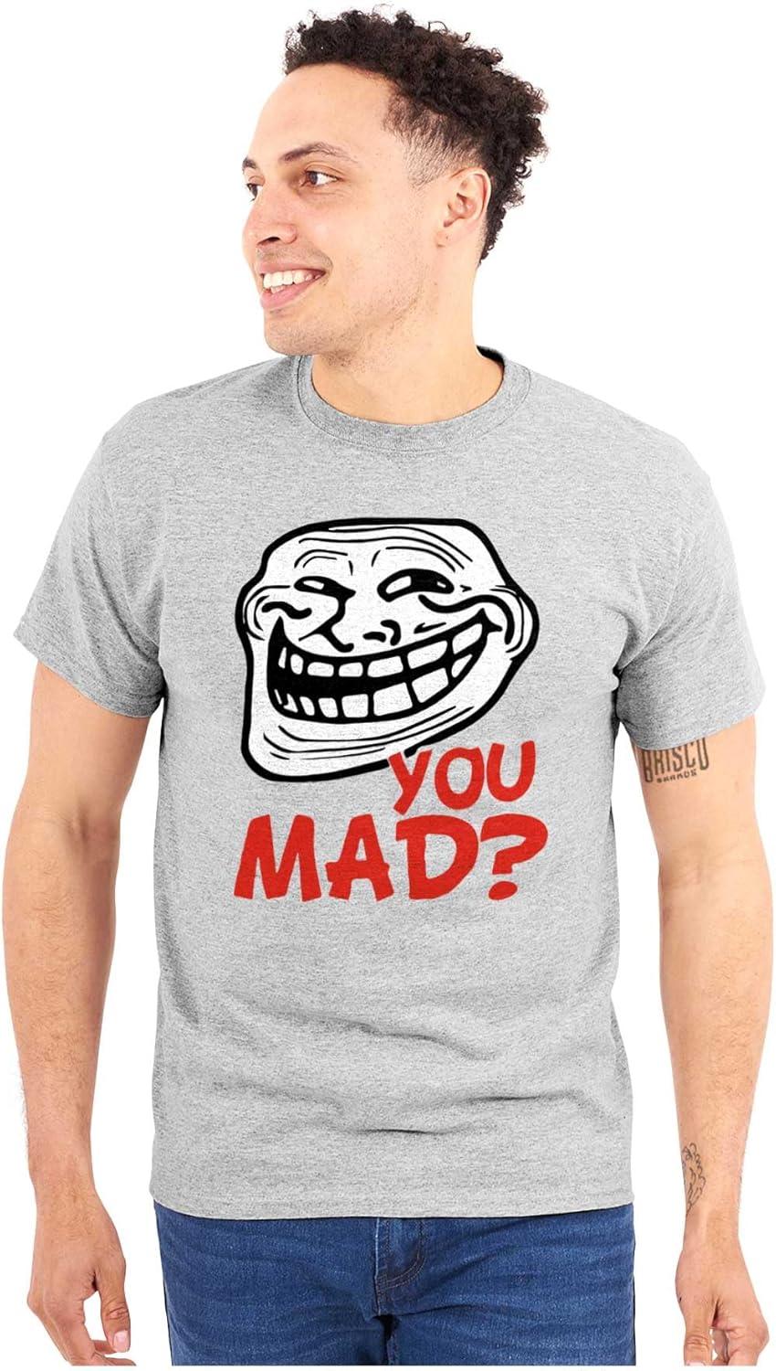 imageBrisco Brands Troll Face You Mad Trollface Meme Graphic T Shirt Men or WomenSport Grey