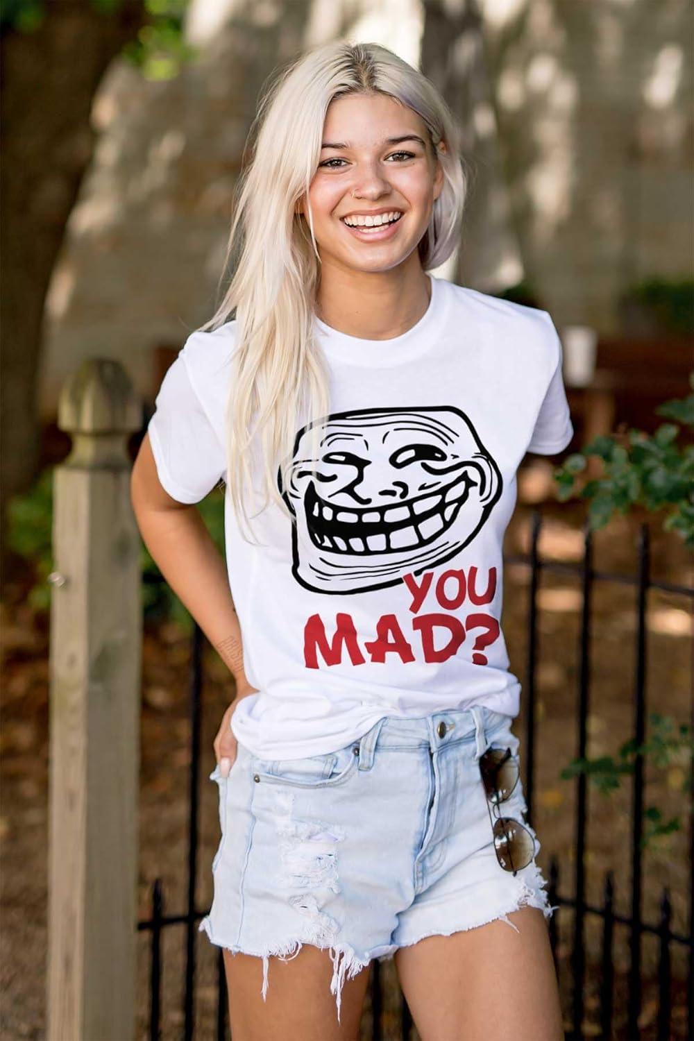 imageBrisco Brands Troll Face You Mad Trollface Meme Graphic T Shirt Men or WomenWhite