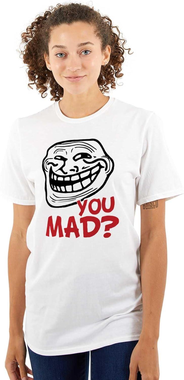 imageBrisco Brands Troll Face You Mad Trollface Meme Graphic T Shirt Men or WomenWhite