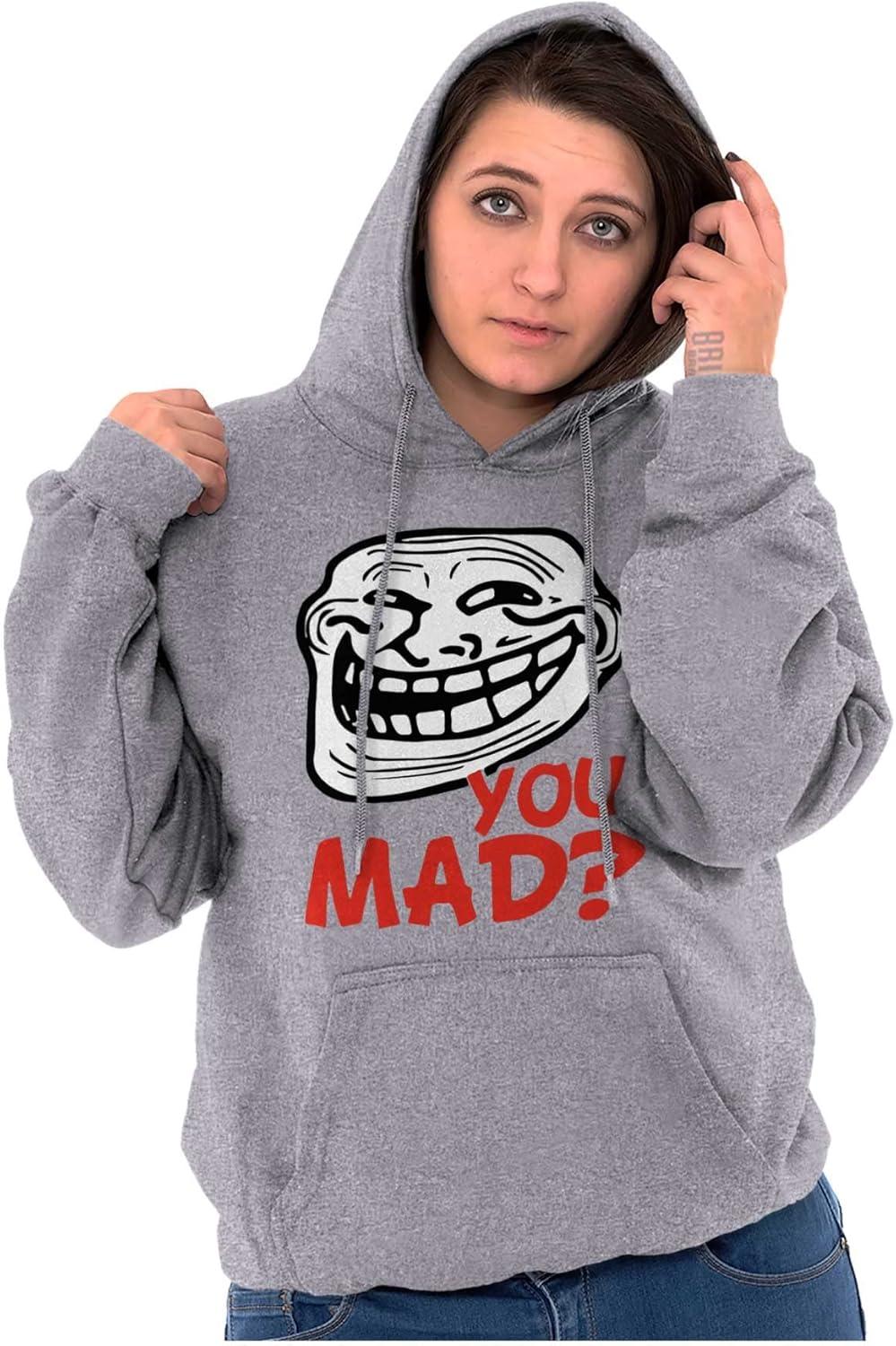 imageBrisco Brands Troll Face You Mad Trollface Meme Hoodie Sweatshirt Women MenSport Grey