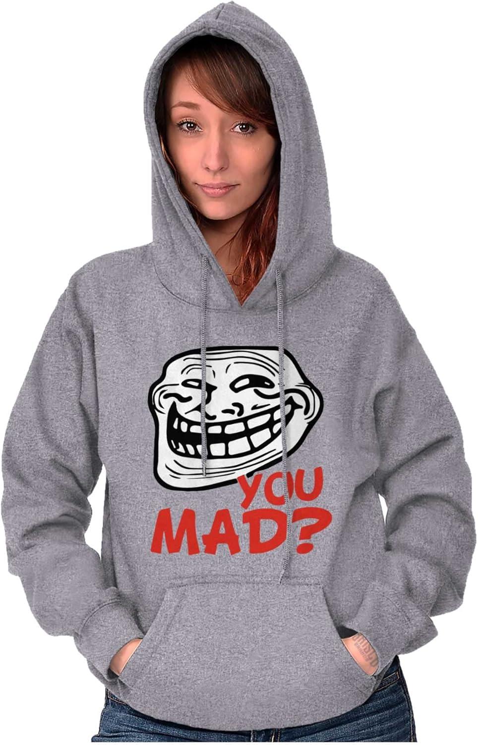 imageBrisco Brands Troll Face You Mad Trollface Meme Hoodie Sweatshirt Women MenSport Grey