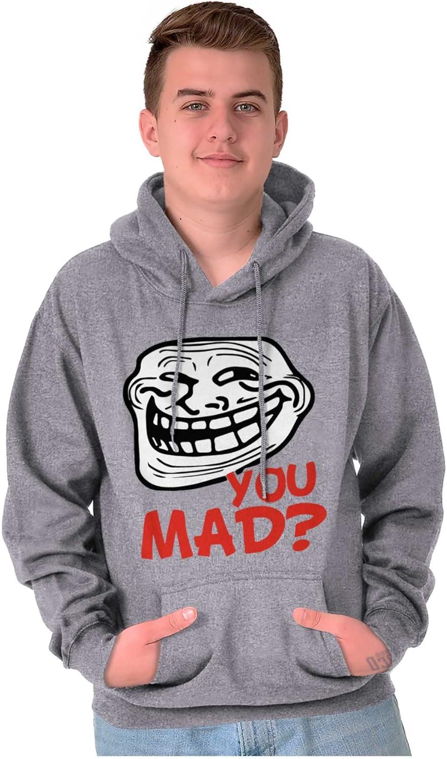 imageBrisco Brands Troll Face You Mad Trollface Meme Hoodie Sweatshirt Women MenSport Grey