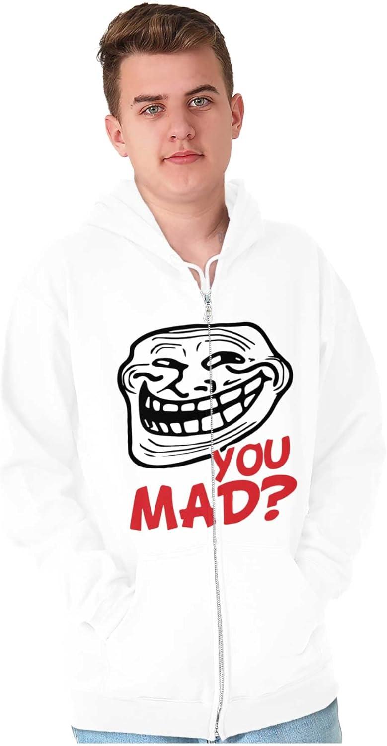 imageBrisco Brands Troll Face You Mad Trollface Meme Zip Up Hoodie Mens WomensWhite
