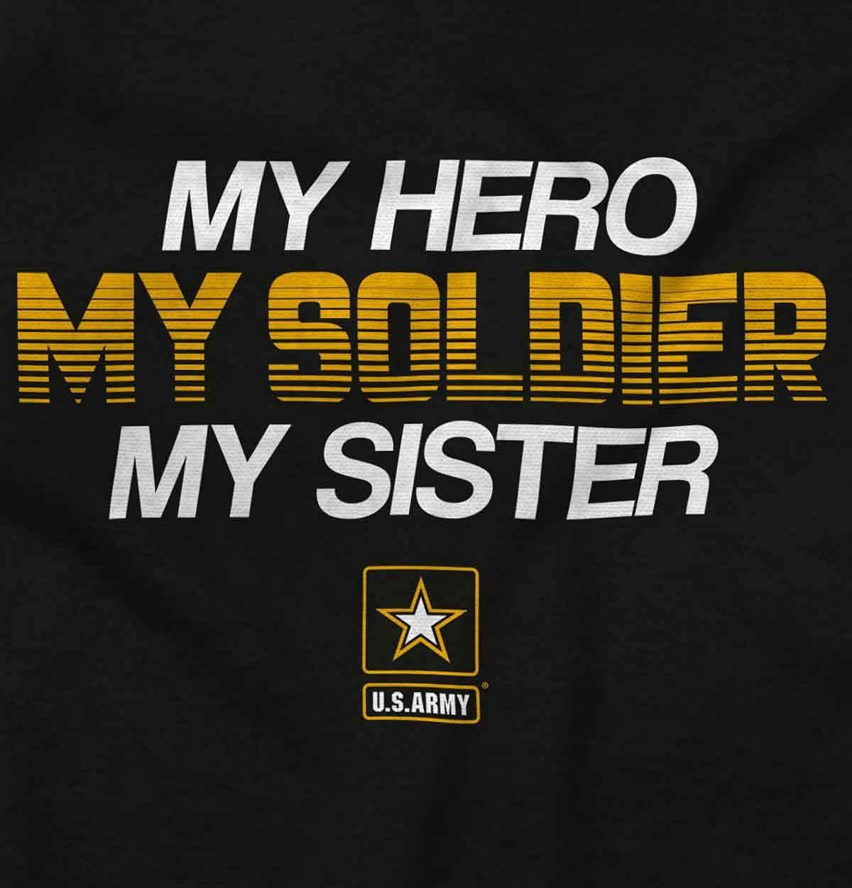 imageBrisco Brands US Army My Sister Soldier Hero Baby Romper Boys or GirlsBlack