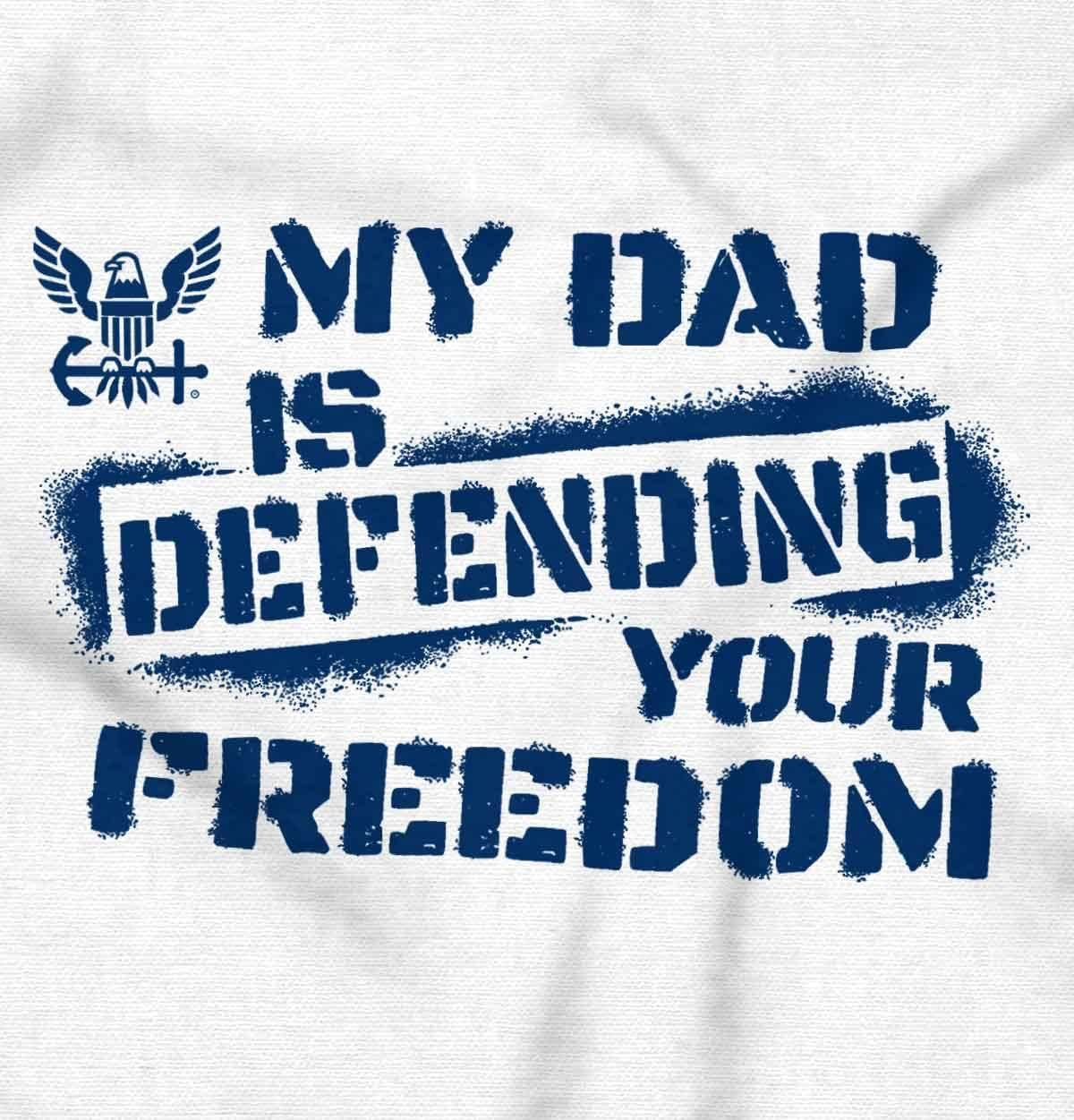 imageBrisco Brands US Navy Logo Dad Defending Freedom Baby Romper Boys or GirlsWhite