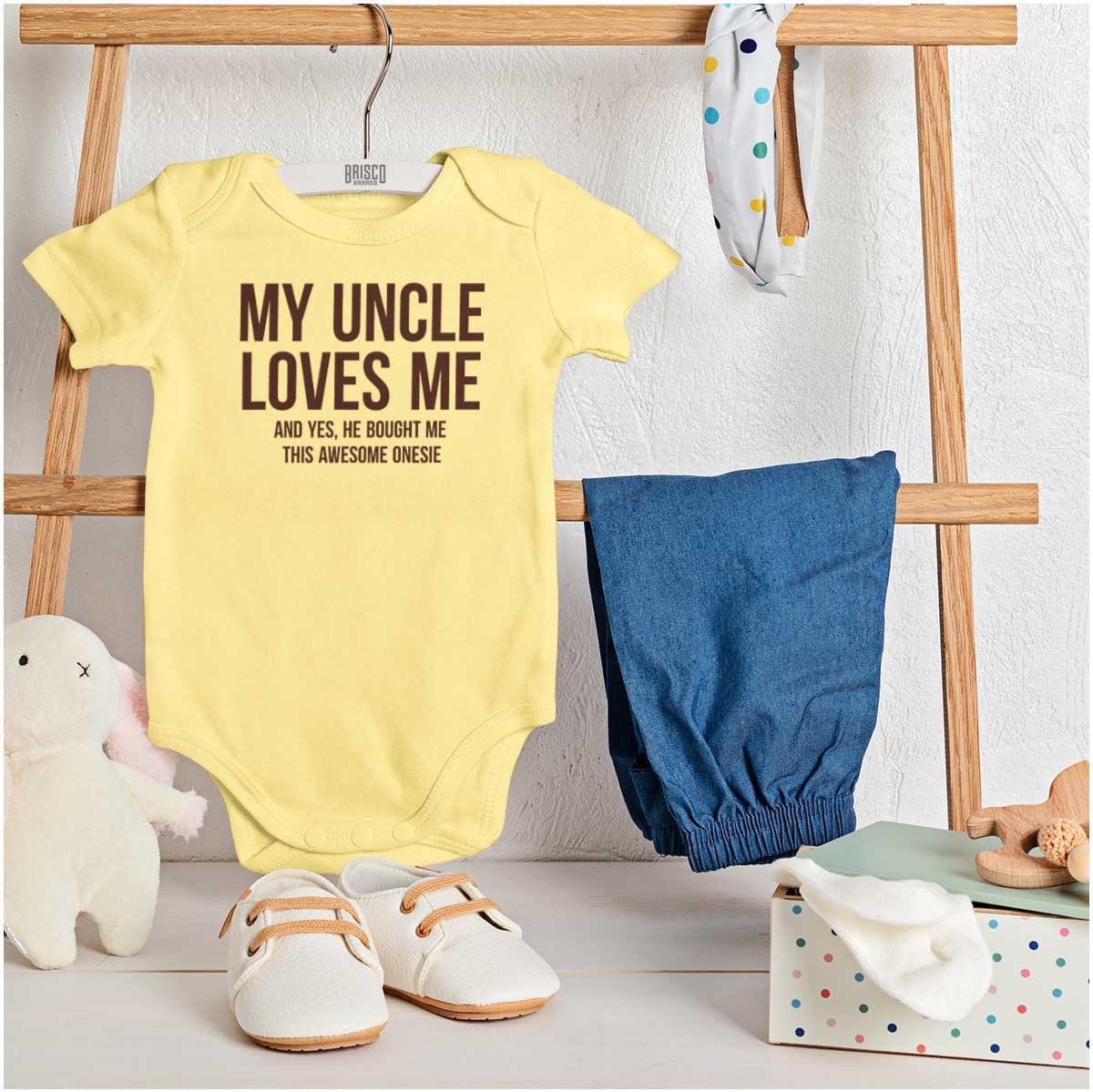 imageBrisco Brands Uncle Loves Me Bought This One Piece Baby Romper Boys or GirlsBanana