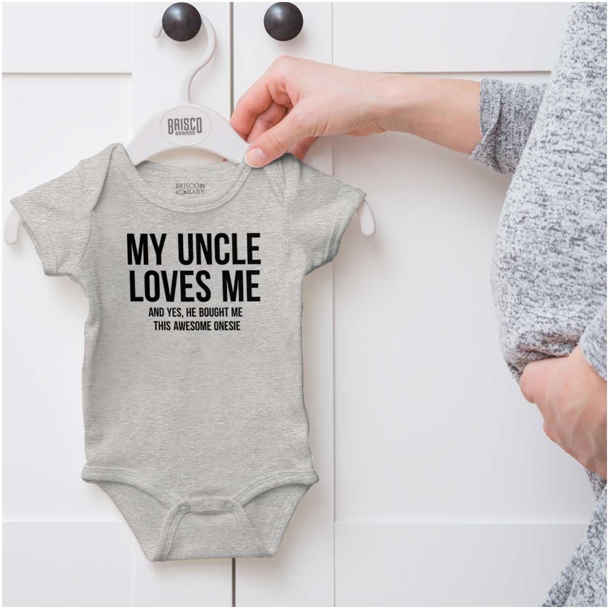 imageBrisco Brands Uncle Loves Me Bought This One Piece Baby Romper Boys or GirlsHeather