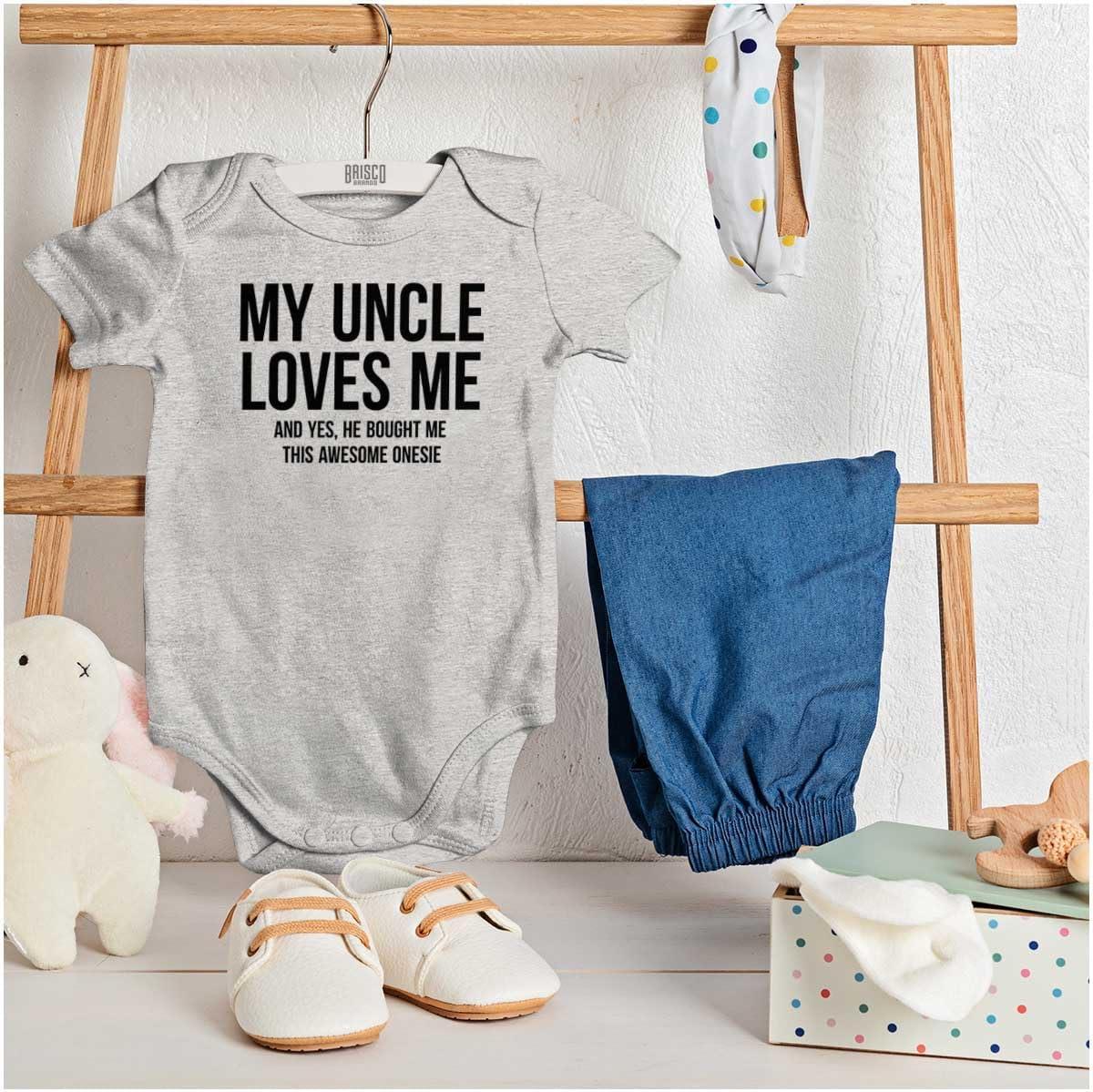 imageBrisco Brands Uncle Loves Me Bought This One Piece Baby Romper Boys or GirlsHeather