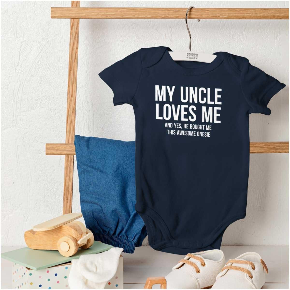 imageBrisco Brands Uncle Loves Me Bought This One Piece Baby Romper Boys or GirlsNavy