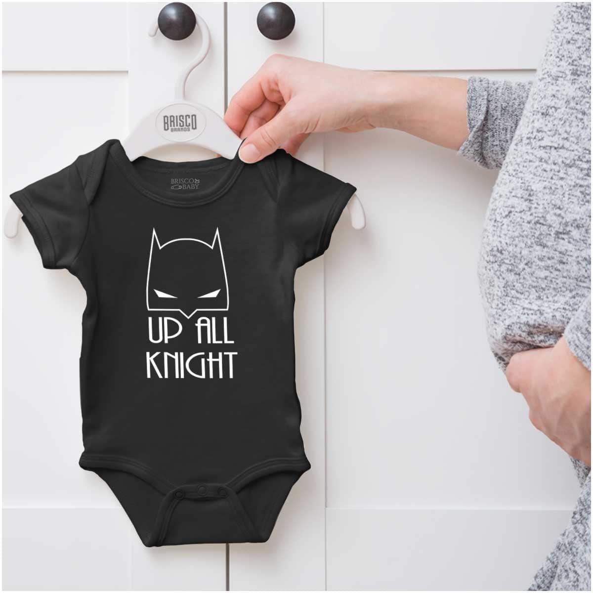 imageBrisco Brands Up All Night Superhero Baby Romper Boys or GirlsBlack