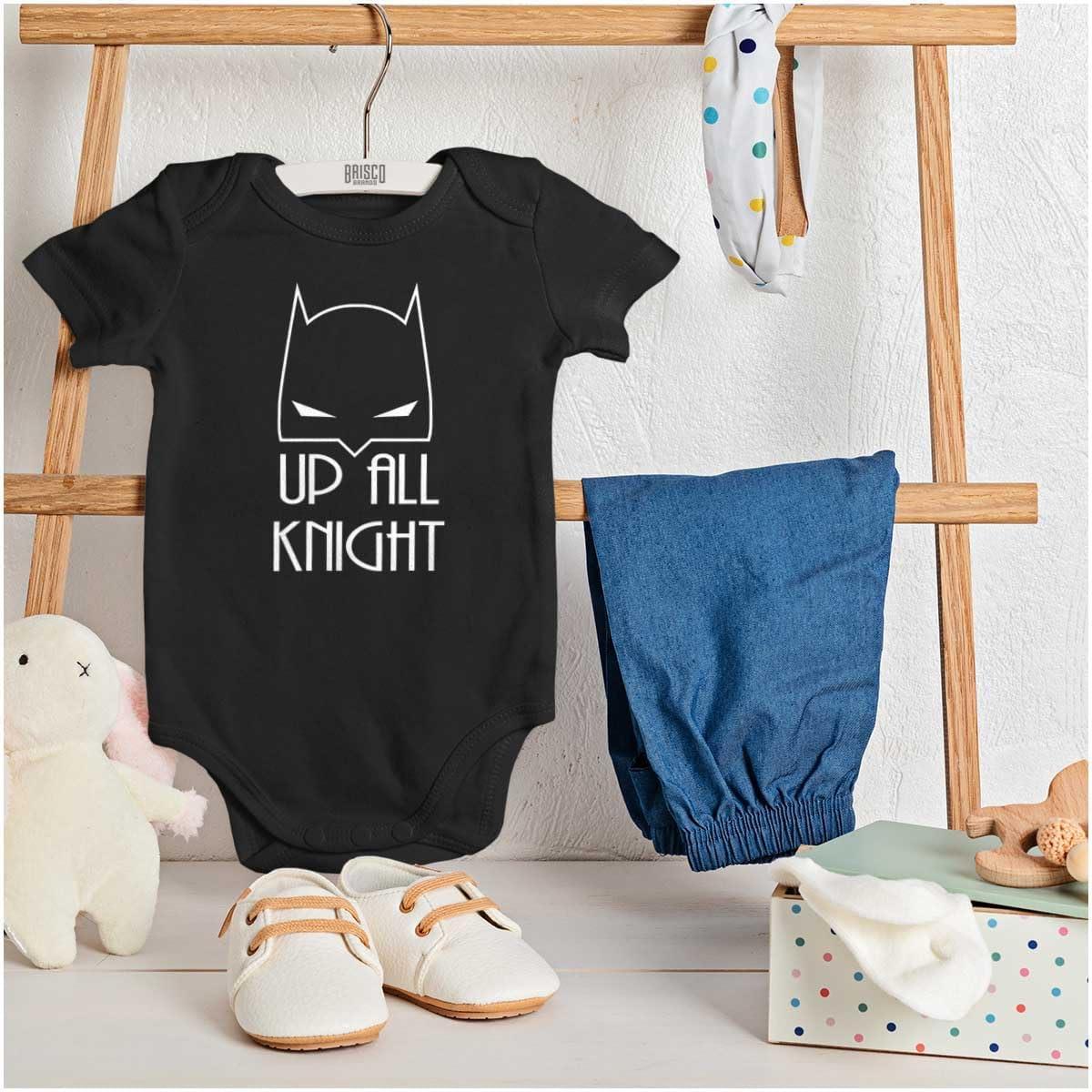 imageBrisco Brands Up All Night Superhero Baby Romper Boys or GirlsBlack