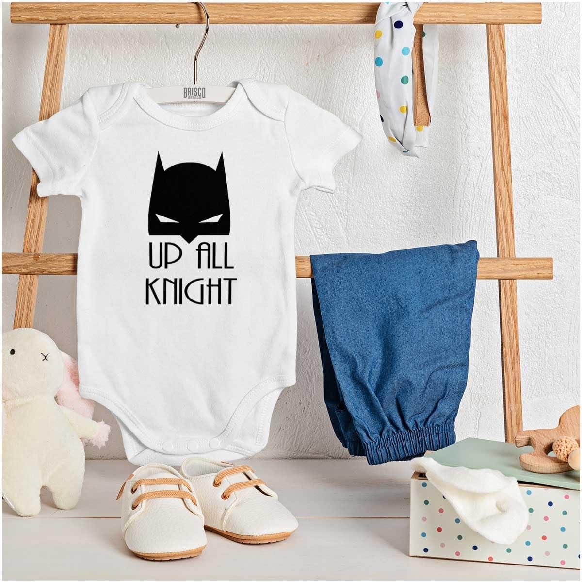 imageBrisco Brands Up All Night Superhero Baby Romper Boys or GirlsWhite