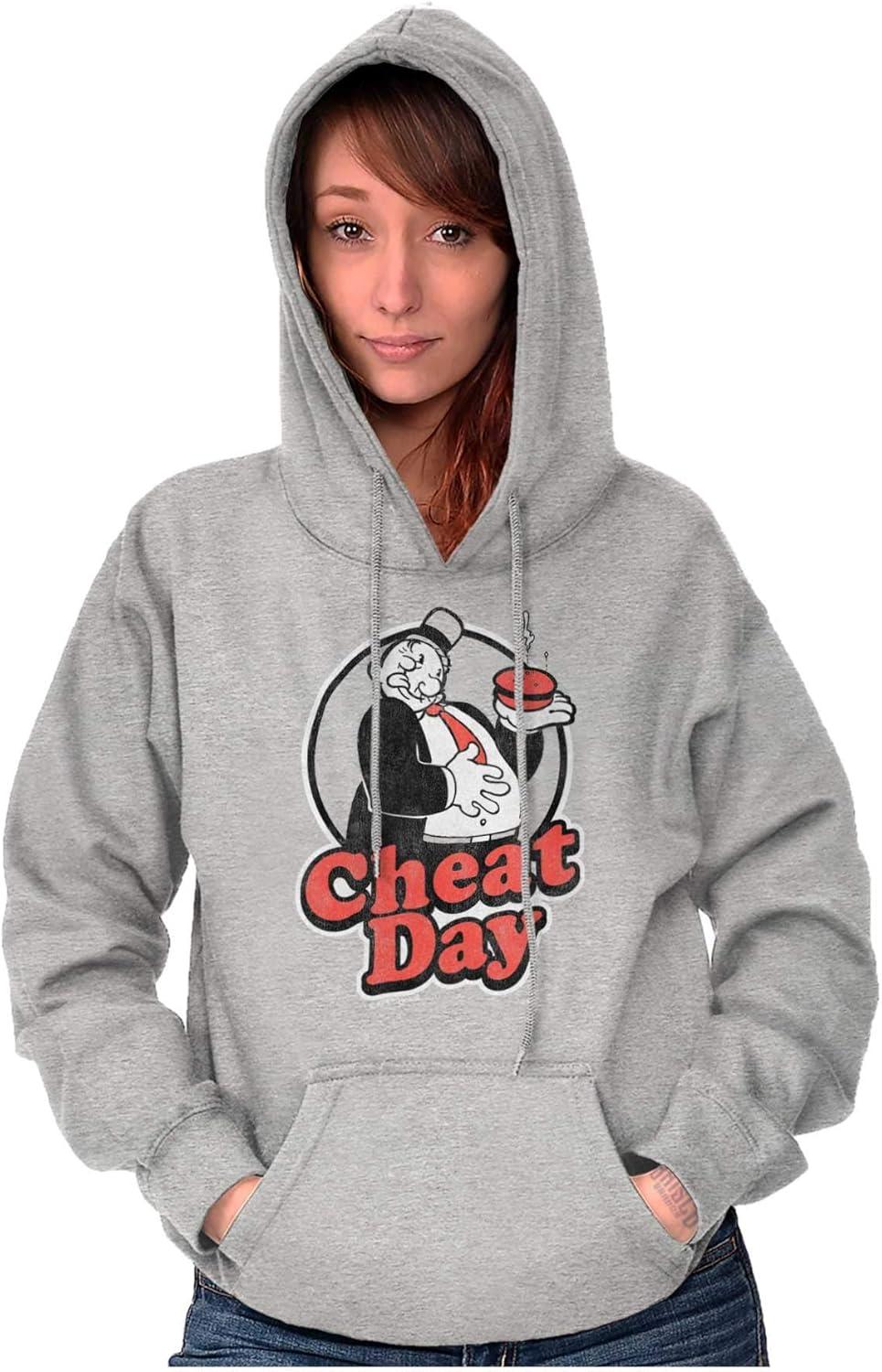imageBrisco Brands Wimpy Cheat Day Popeye Sailor Man Hoodie Sweatshirt Women MenSport Grey