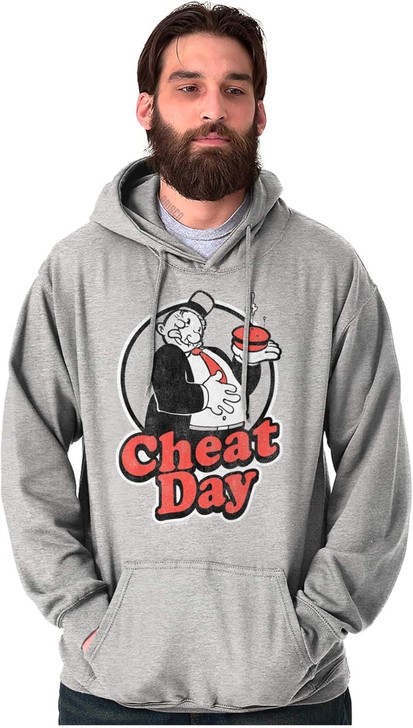 imageBrisco Brands Wimpy Cheat Day Popeye Sailor Man Hoodie Sweatshirt Women MenSport Grey