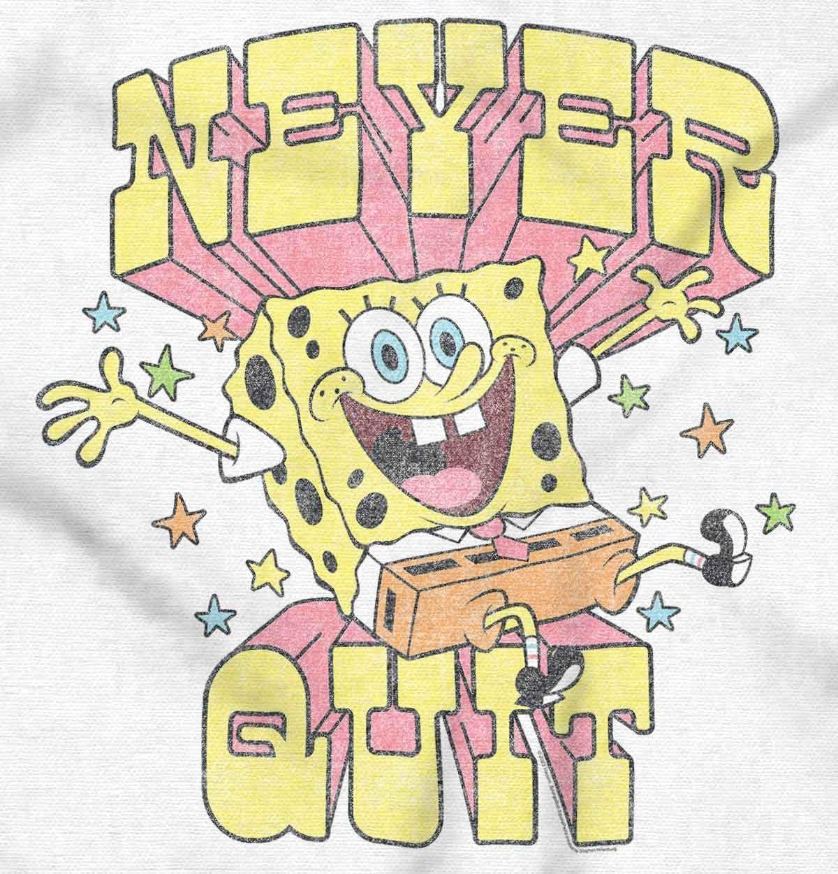 imageBrisco Brands Womens Maternity Spongebob Cartoon Never Quit Quote Pregnancy DressWhite