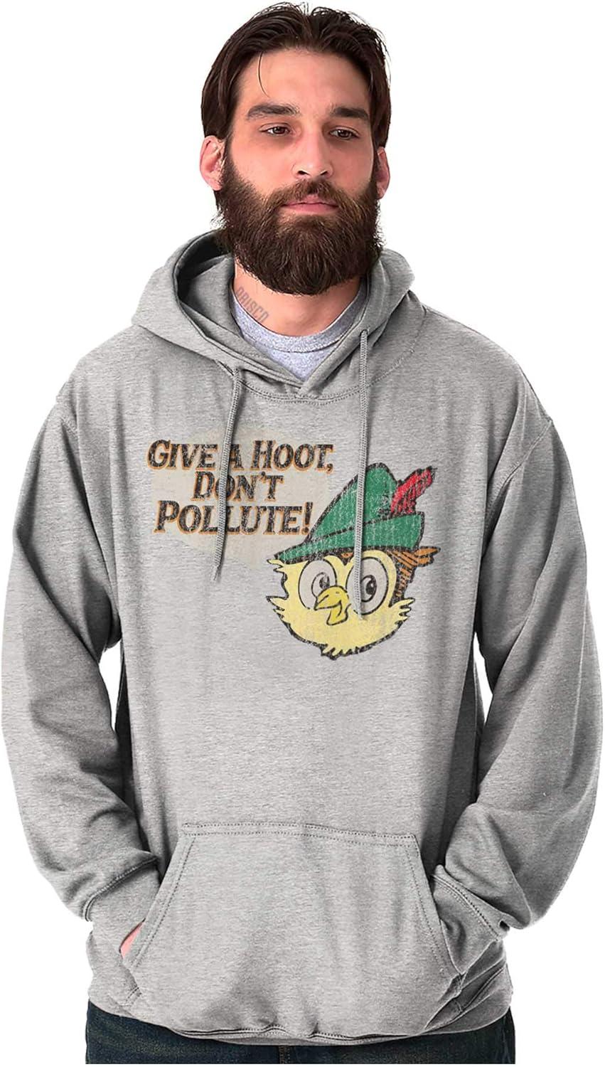 imageBrisco Brands Woodsy Owl Give a Hoot Cartoon Hoodie Sweatshirt Women MenSport Grey