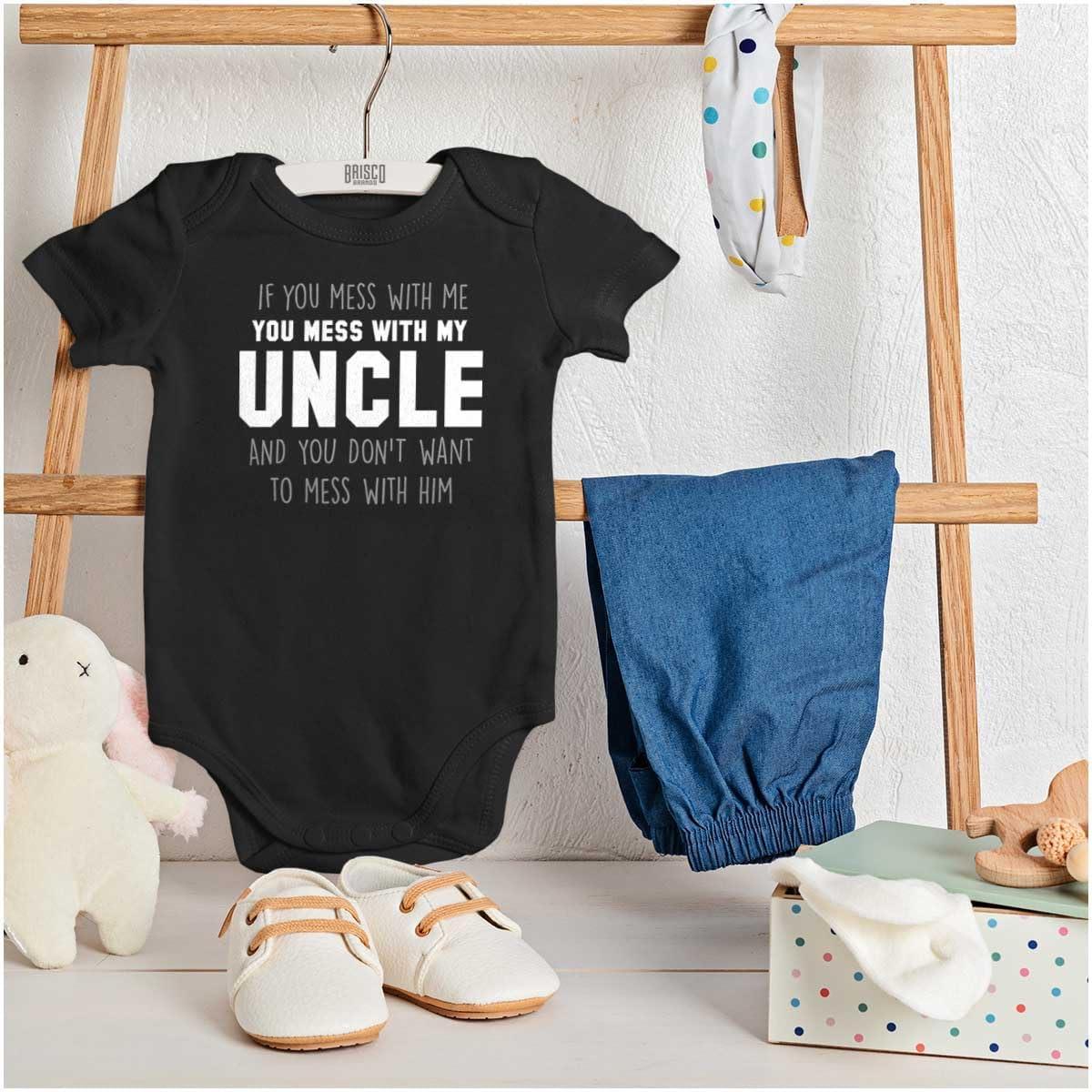 imageBrisco Brands You Mess With My Uncle Baby Romper Boys or GirlsBlack