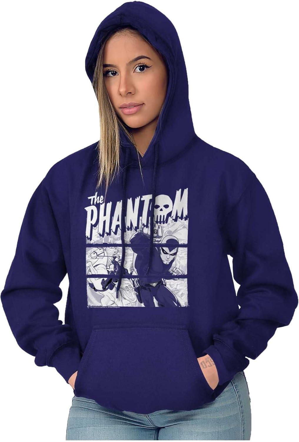 imageBrisco Brands the Phantom Vintage Comic Book Skull Hoodie Sweatshirt Women MenPurple