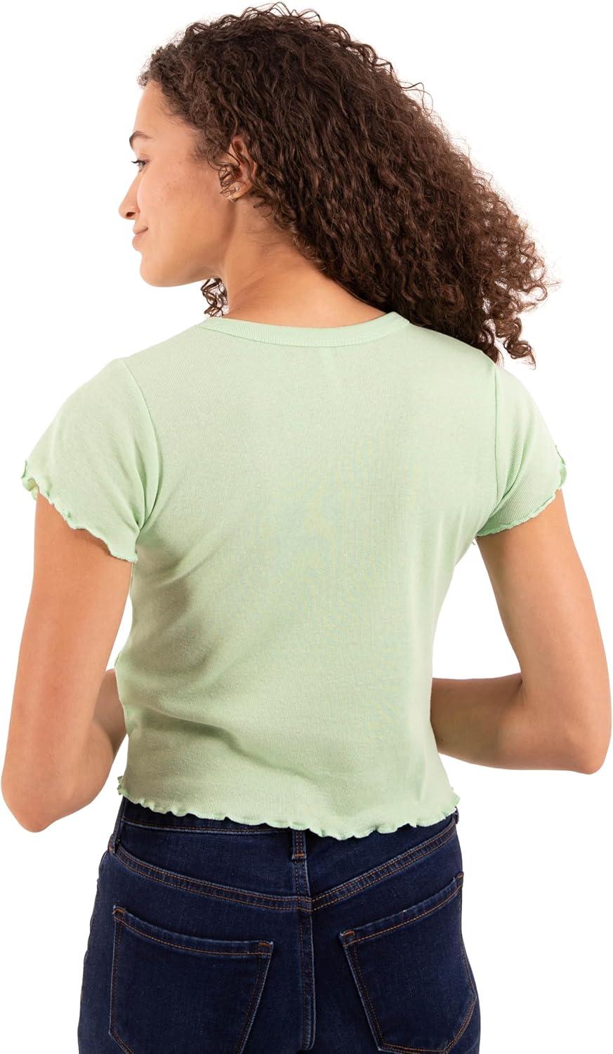 imageCaturday Crazy Cat Lady Coffee Lover Juniors Lettuce Trim Crop Top Womens Baby TeeMint Green