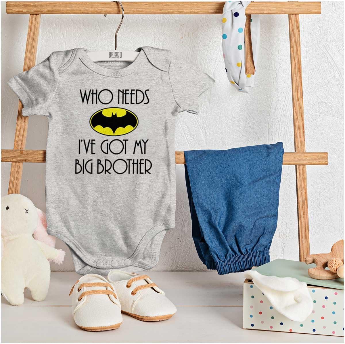 imageClassic Teaze Who Needs Bat Ive Got My Big Brother Baby Romper Boys or GirlsHeather