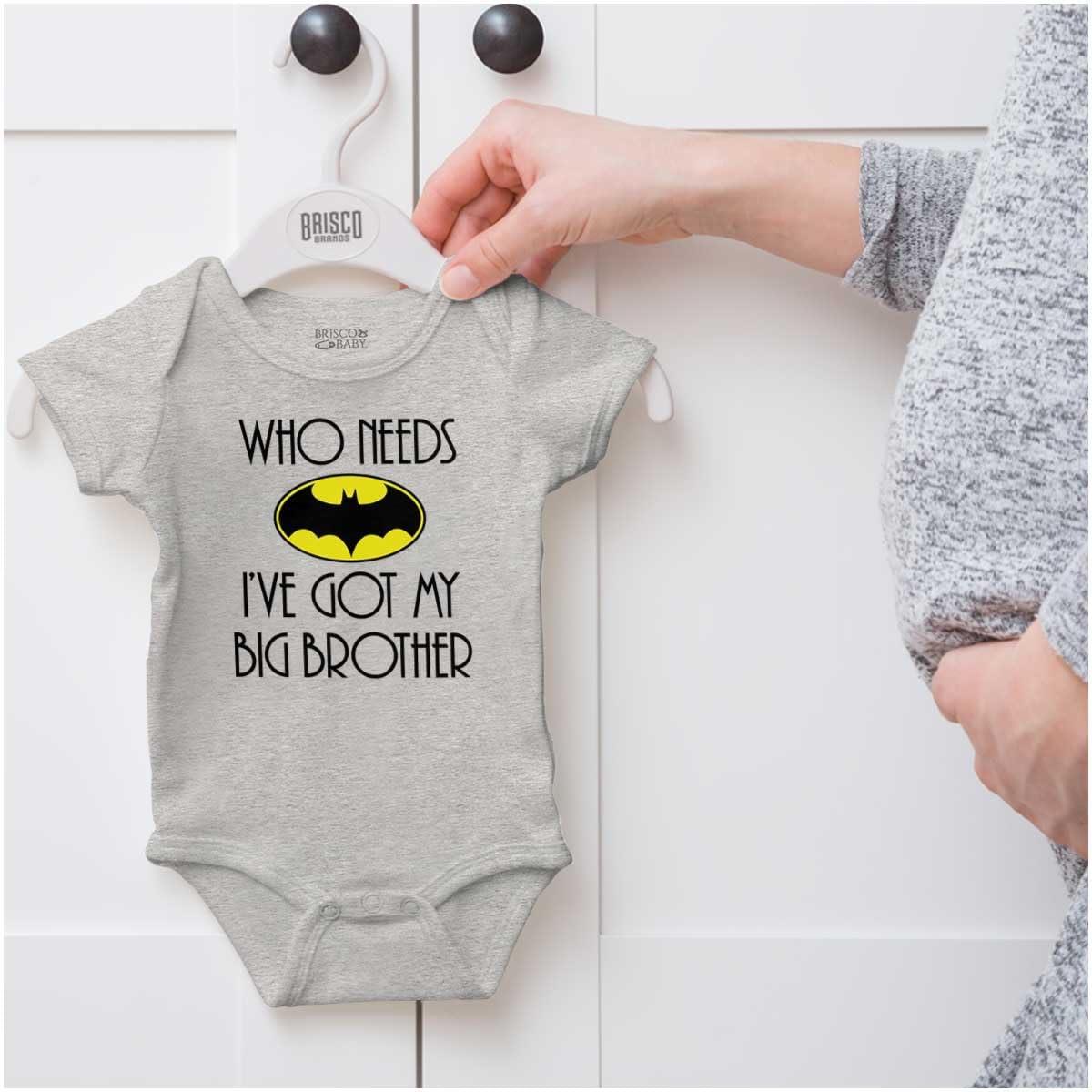 imageClassic Teaze Who Needs Bat Ive Got My Big Brother Baby Romper Boys or GirlsHeather