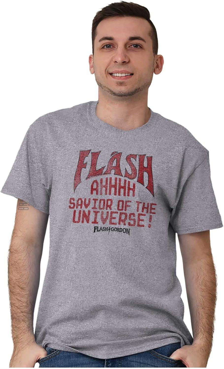 imageFlash Gordon Logo Vintage Comic Hero Graphic T Shirt Men or WomenSport Grey