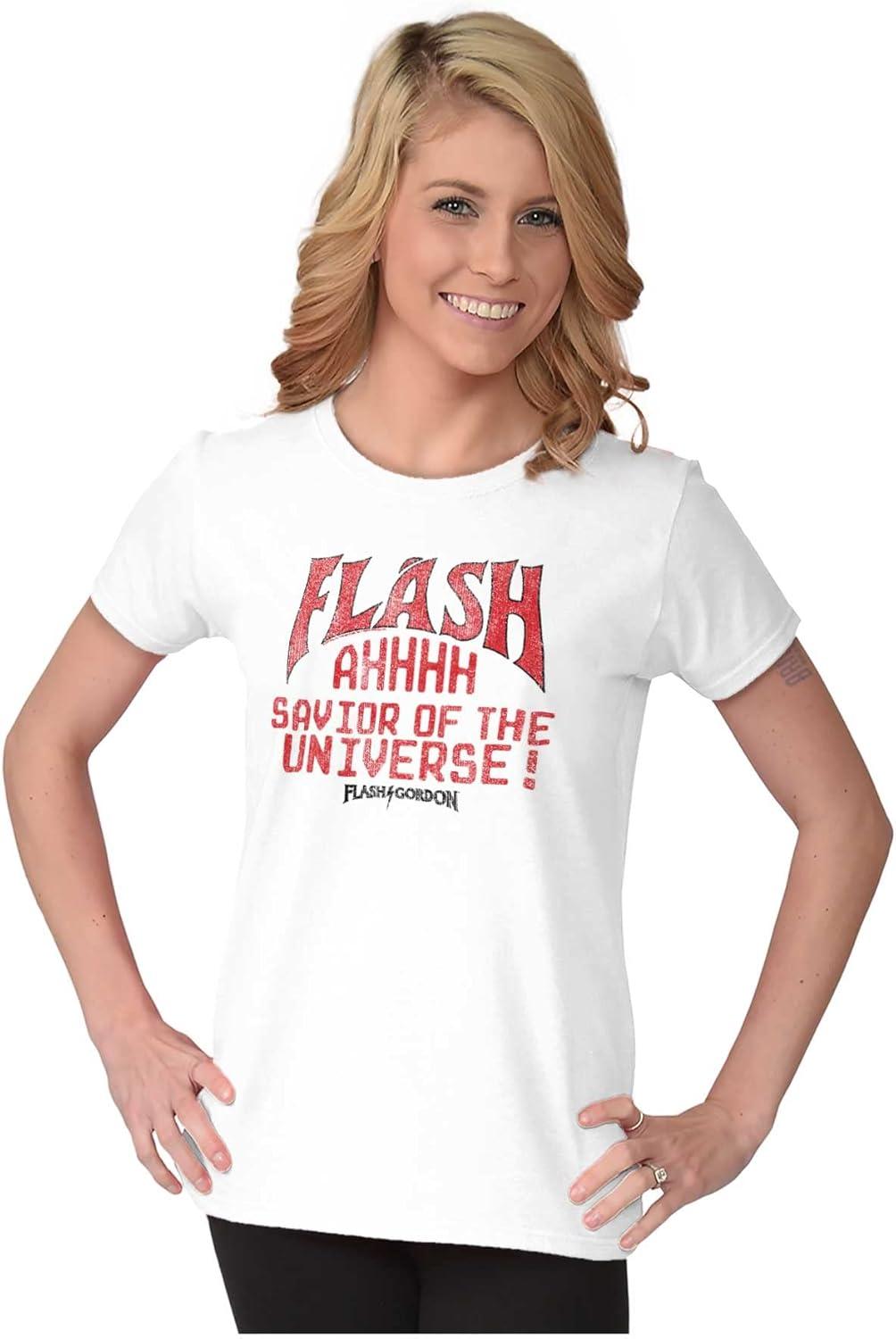imageFlash Gordon Logo Vintage Comic Hero Womens Slim Fit Graphic TeeWhite