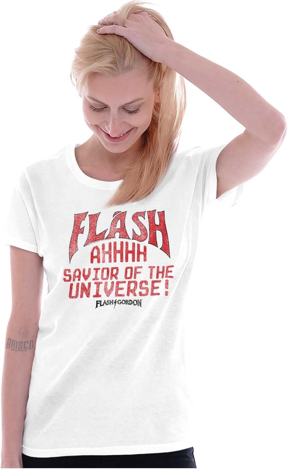 imageFlash Gordon Logo Vintage Comic Hero Womens Slim Fit Graphic TeeWhite