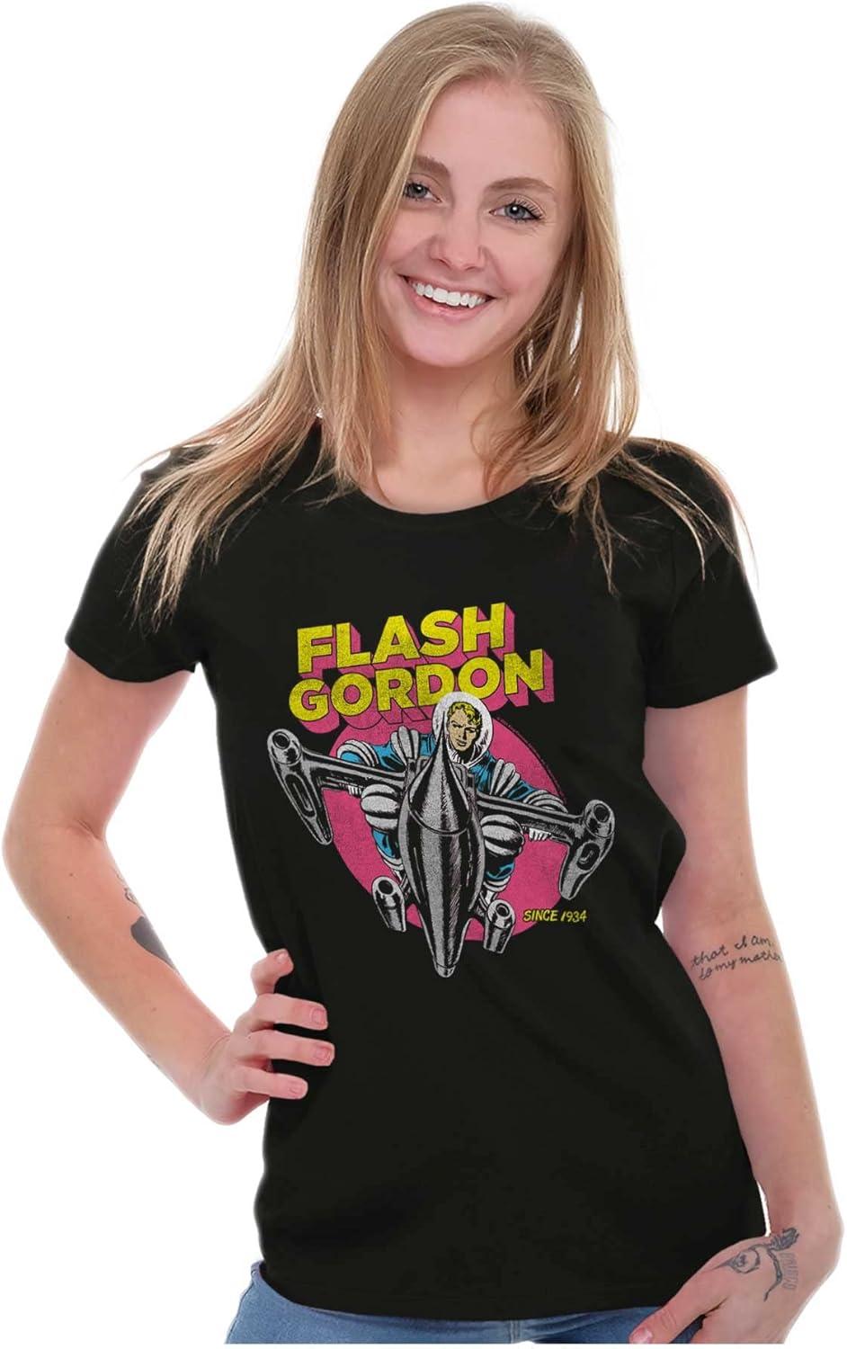 imageFlash Gordon Space Hero Vintage Comic Womens Slim Fit Graphic TeeBlack