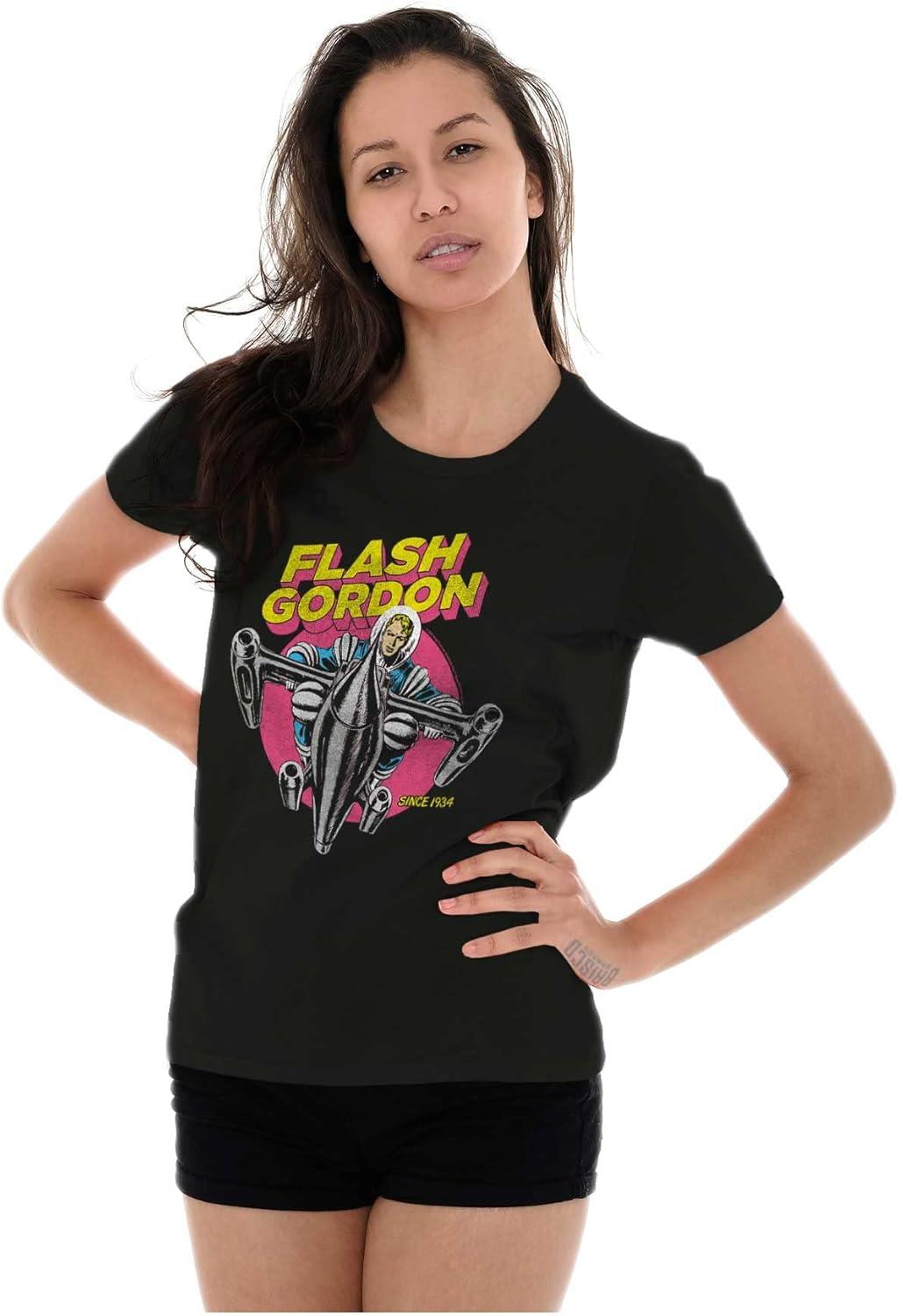 imageFlash Gordon Space Hero Vintage Comic Womens Slim Fit Graphic TeeBlack