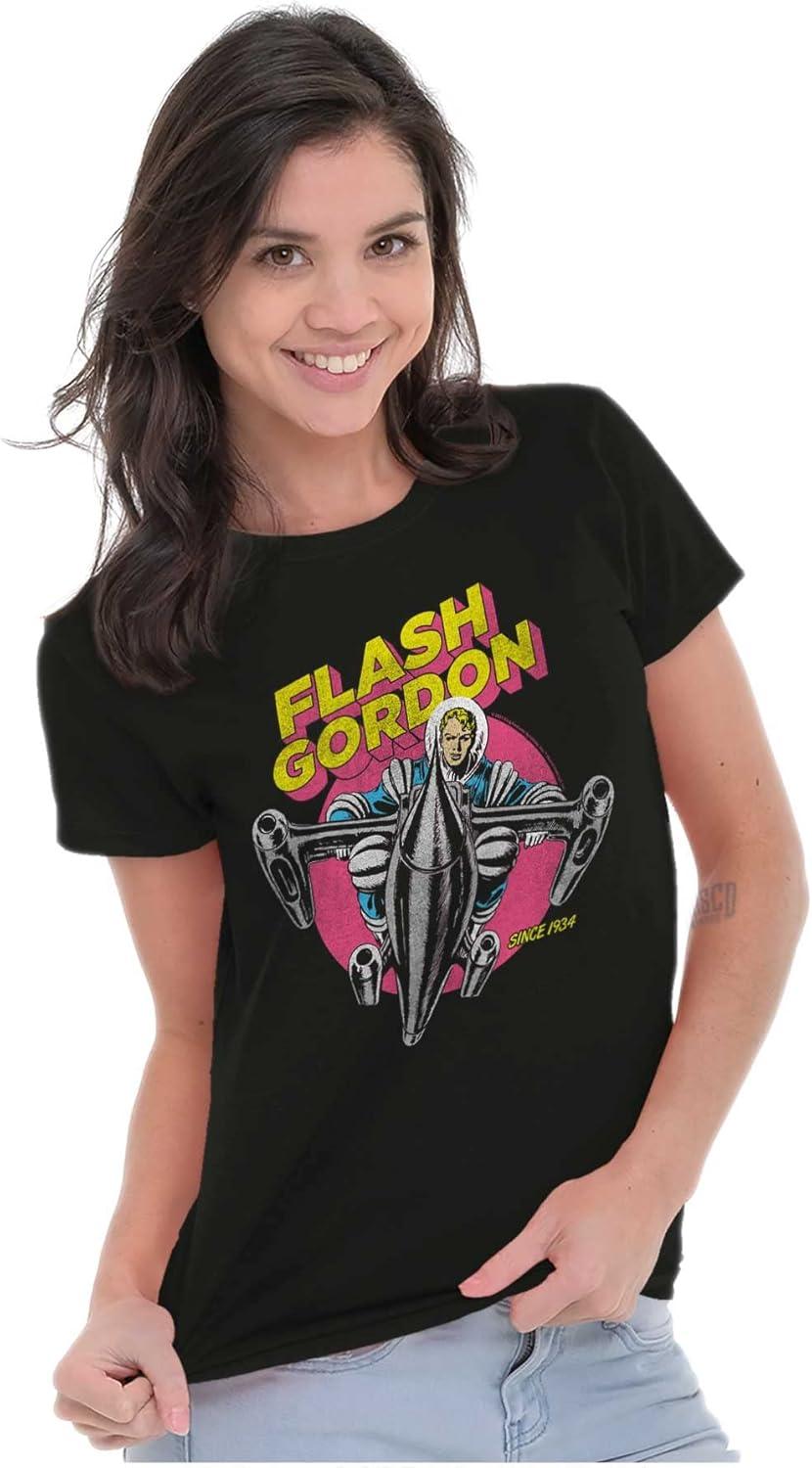 imageFlash Gordon Space Hero Vintage Comic Womens Slim Fit Graphic TeeBlack