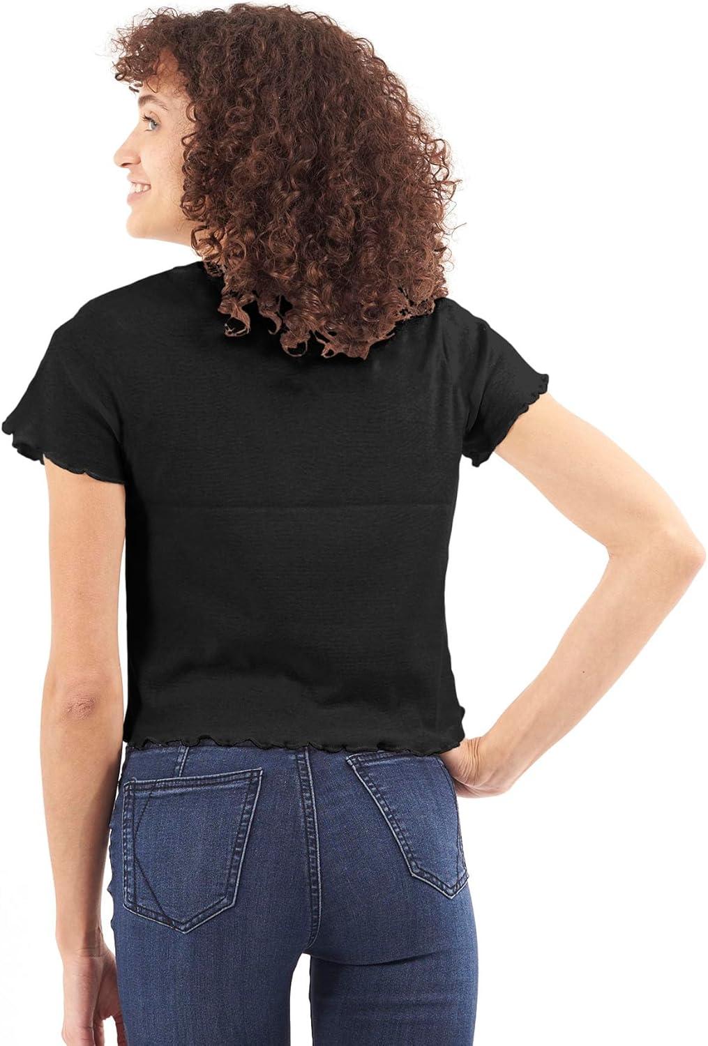 imageFunny Feeling Salty Snark Week Joke Juniors Lettuce Trim Crop Top Womens Baby TeeBlack