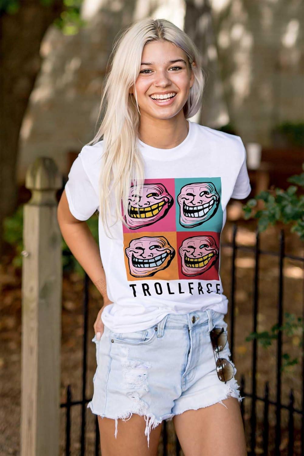 imageFunny Pop Art Squares Troll Face Meme Graphic T Shirt Men or WomenWhite