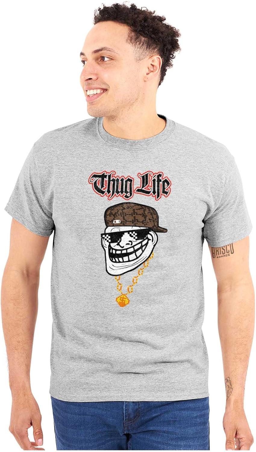 imageFunny Thug Life Troll Face Meme Graphic T Shirt Men or WomenSport Grey