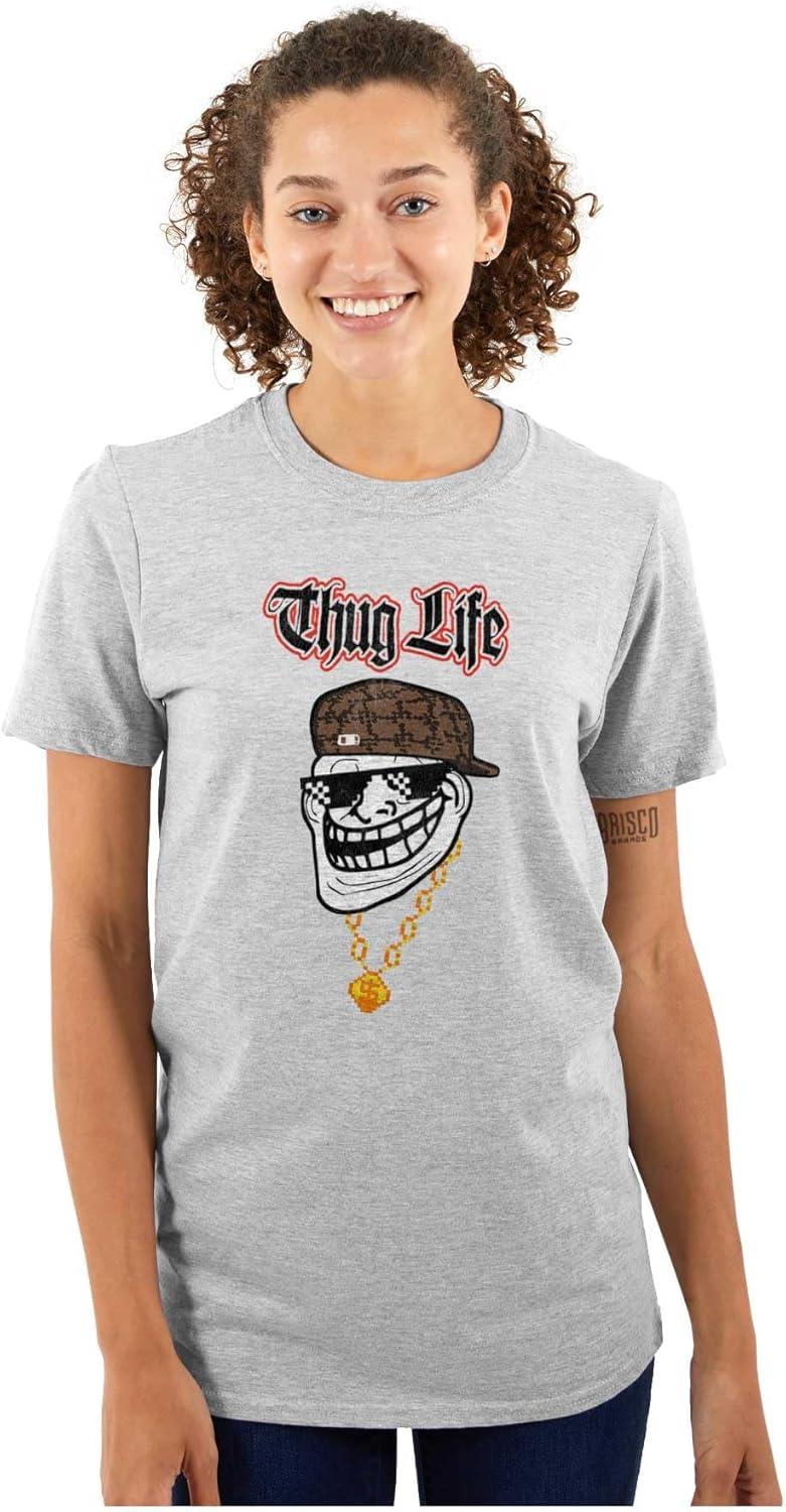 imageFunny Thug Life Troll Face Meme Graphic T Shirt Men or WomenSport Grey