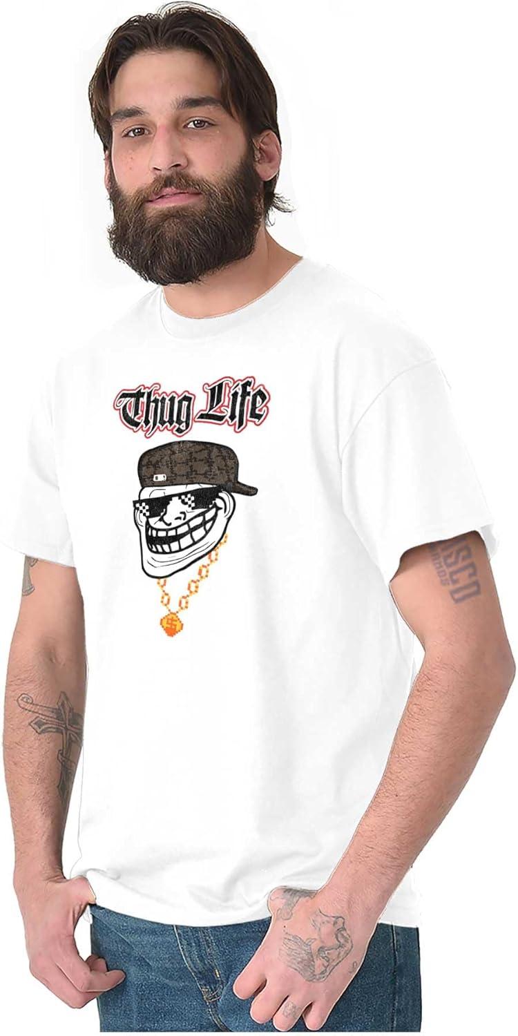 imageFunny Thug Life Troll Face Meme Graphic T Shirt Men or WomenWhite