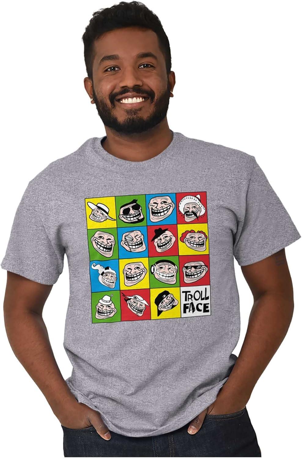 imageFunny Troll Face Internet Meme Graphic T Shirt Men or WomenSport Grey