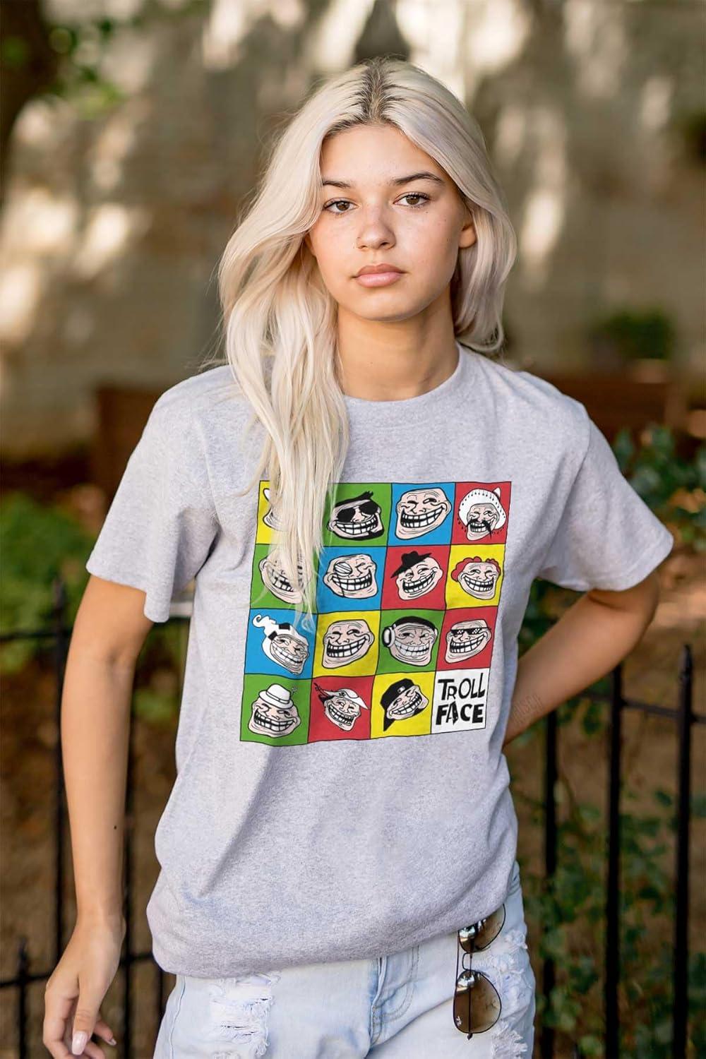 imageFunny Troll Face Internet Meme Graphic T Shirt Men or WomenSport Grey
