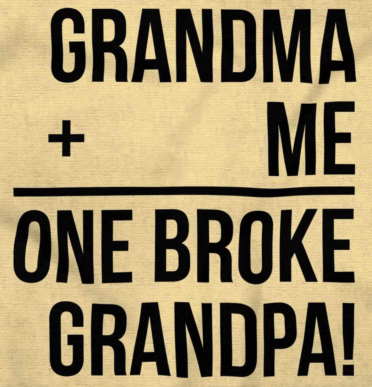 imageGrandma Plus Me Is One Broke Grandpa Baby Romper Boys or GirlsBanana