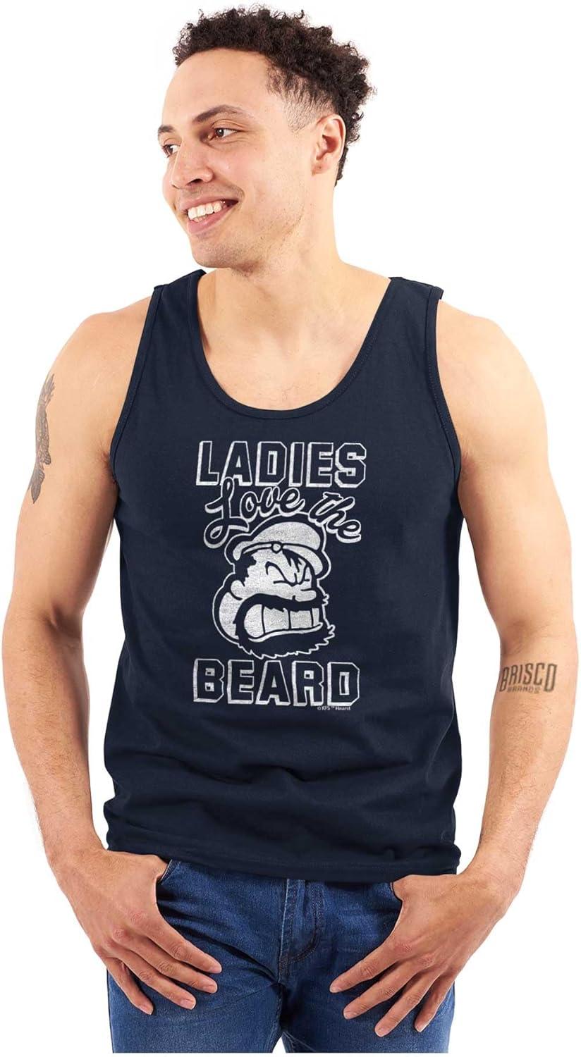 imageLadies Love Beards Funny Popeye Bluto Tank Top Sleeveless Tee MenNavy
