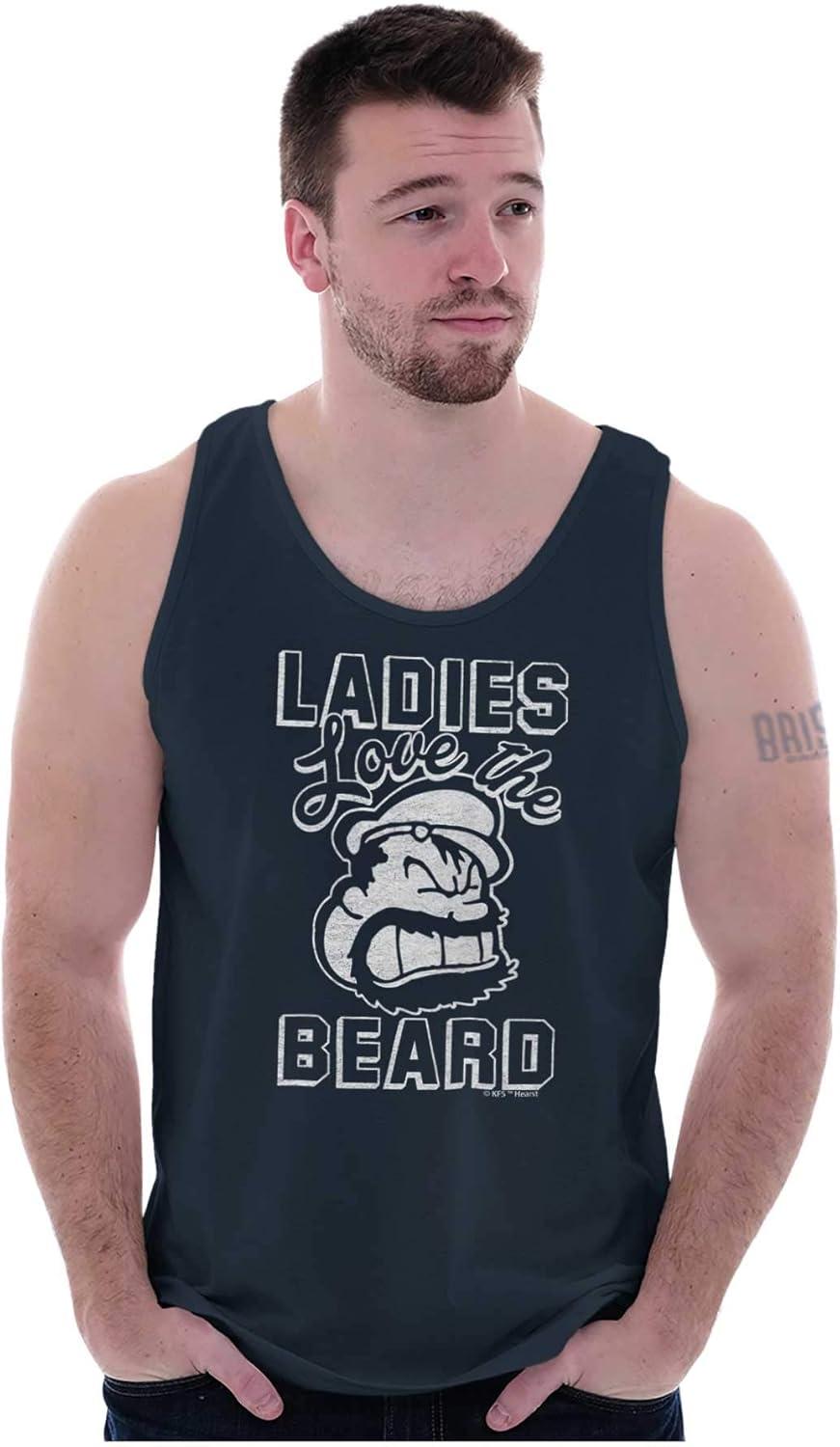 imageLadies Love Beards Funny Popeye Bluto Tank Top Sleeveless Tee MenNavy