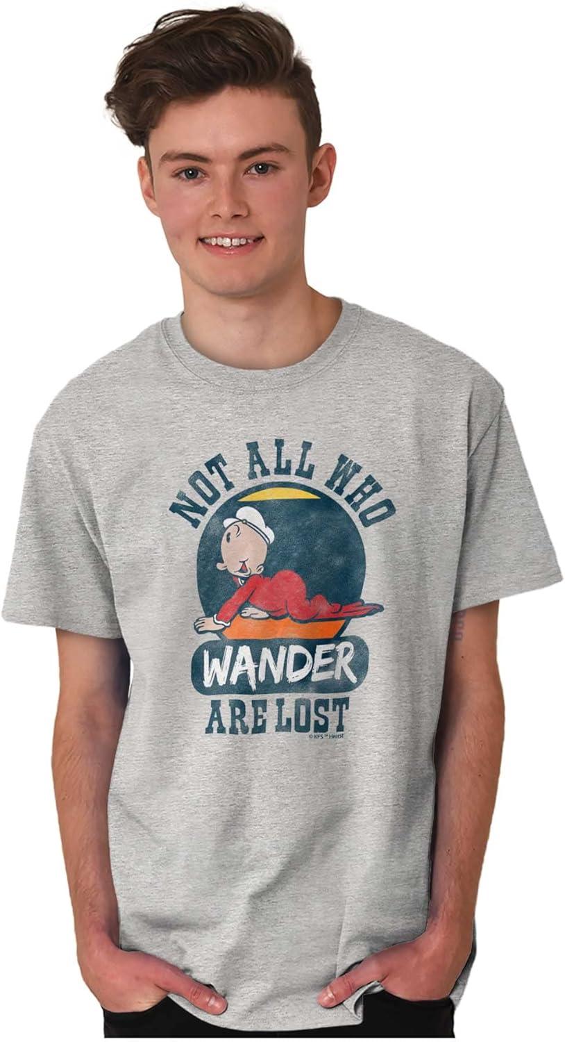 imageNot All Who Wander are Lost Popeye Graphic T Shirt Men or WomenSport Grey