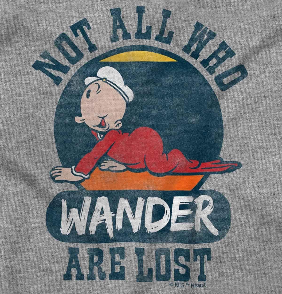 imageNot All Who Wander are Lost Popeye Graphic T Shirt Men or WomenSport Grey