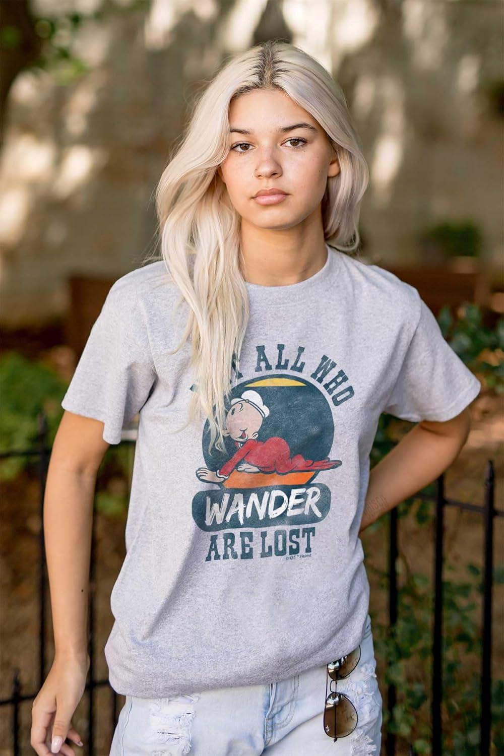 imageNot All Who Wander are Lost Popeye Graphic T Shirt Men or WomenSport Grey