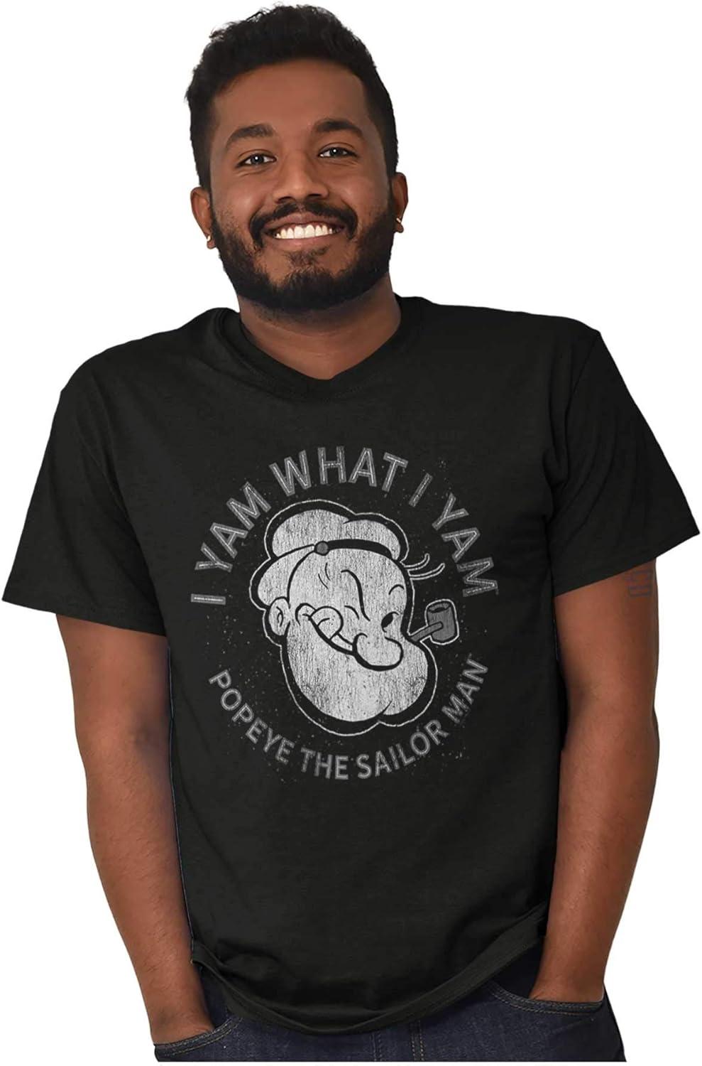 imagePopeye Sailor Man Quote What I Yam Graphic T Shirt Men or WomenBlack