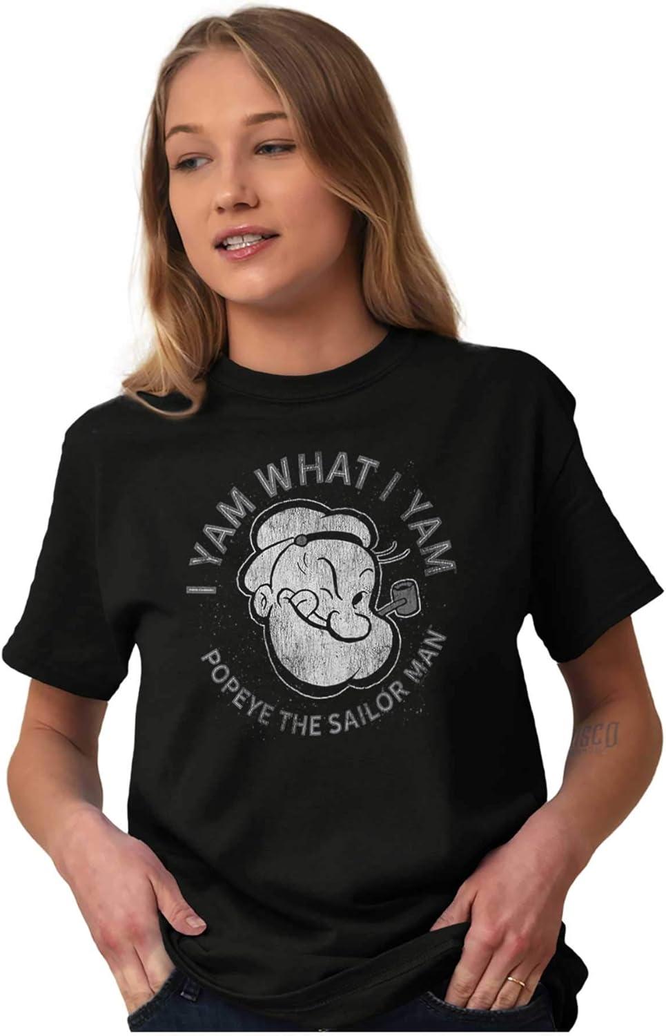 imagePopeye Sailor Man Quote What I Yam Graphic T Shirt Men or WomenBlack