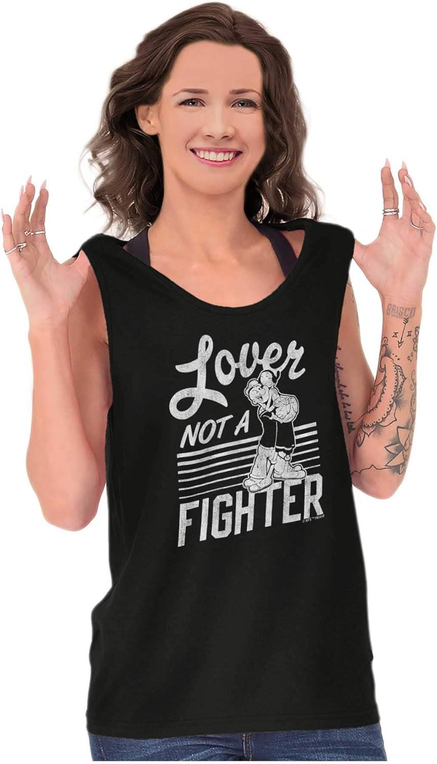 imagePopeye The Sailor Loves Not a Fighter Tank Top T Shirts Men WomenBlack