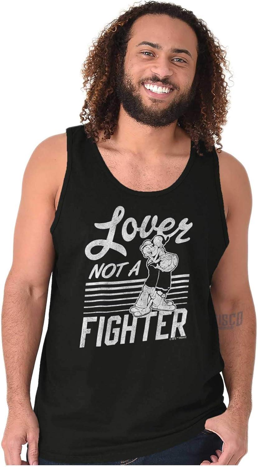 imagePopeye The Sailor Loves Not a Fighter Tank Top T Shirts Men WomenBlack