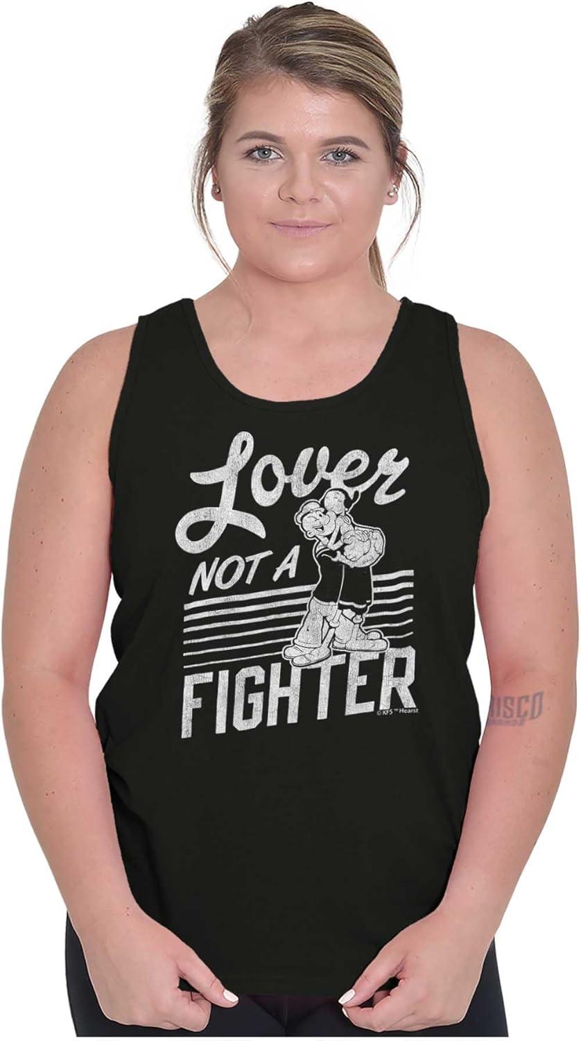 imagePopeye The Sailor Loves Not a Fighter Tank Top T Shirts Men WomenBlack