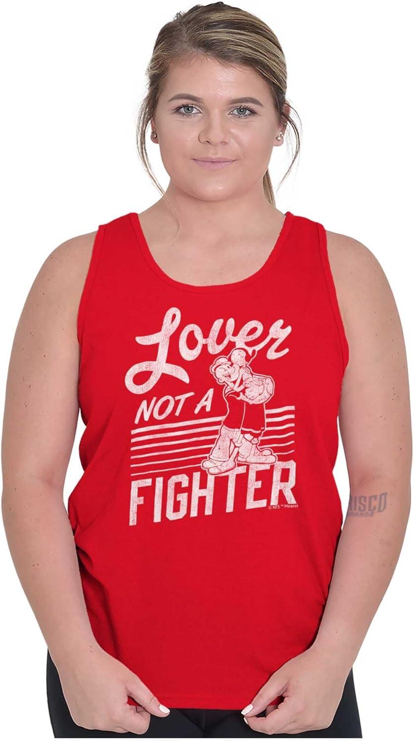 imagePopeye The Sailor Loves Not a Fighter Tank Top T Shirts Men WomenRed